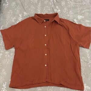PacSun Textured Rust Orange Button-Up Shirt